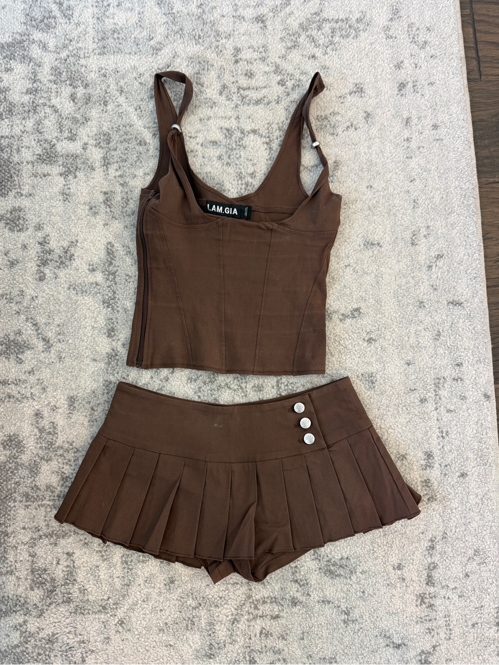 I.AM.GIA - MATCHING SET Brown Remini Mini Skort & Idez Corset